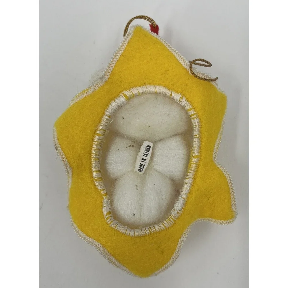 Vintage Pom Pom and Felt Teddy Bear Christmas Tree Ornaments